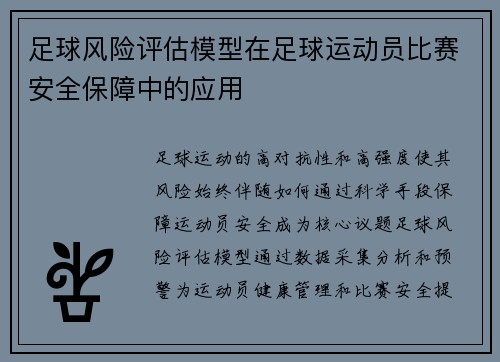 足球风险评估模型在足球运动员比赛安全保障中的应用